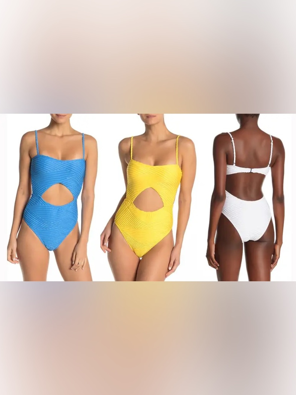 The Bikini Lab Sand Dune White Textured Cutout One-Piece Swim